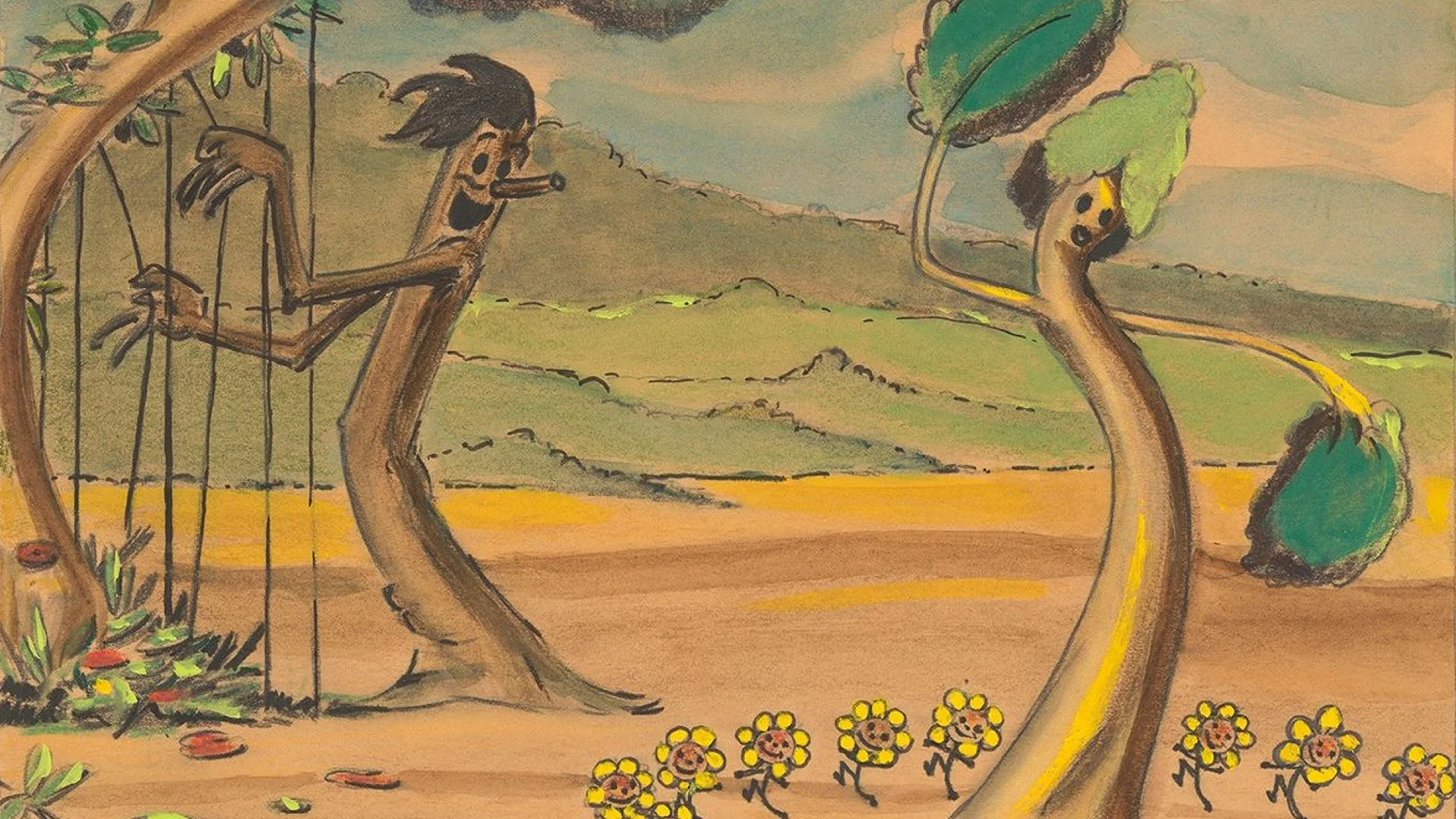 Backdrop de Árboles y Flores