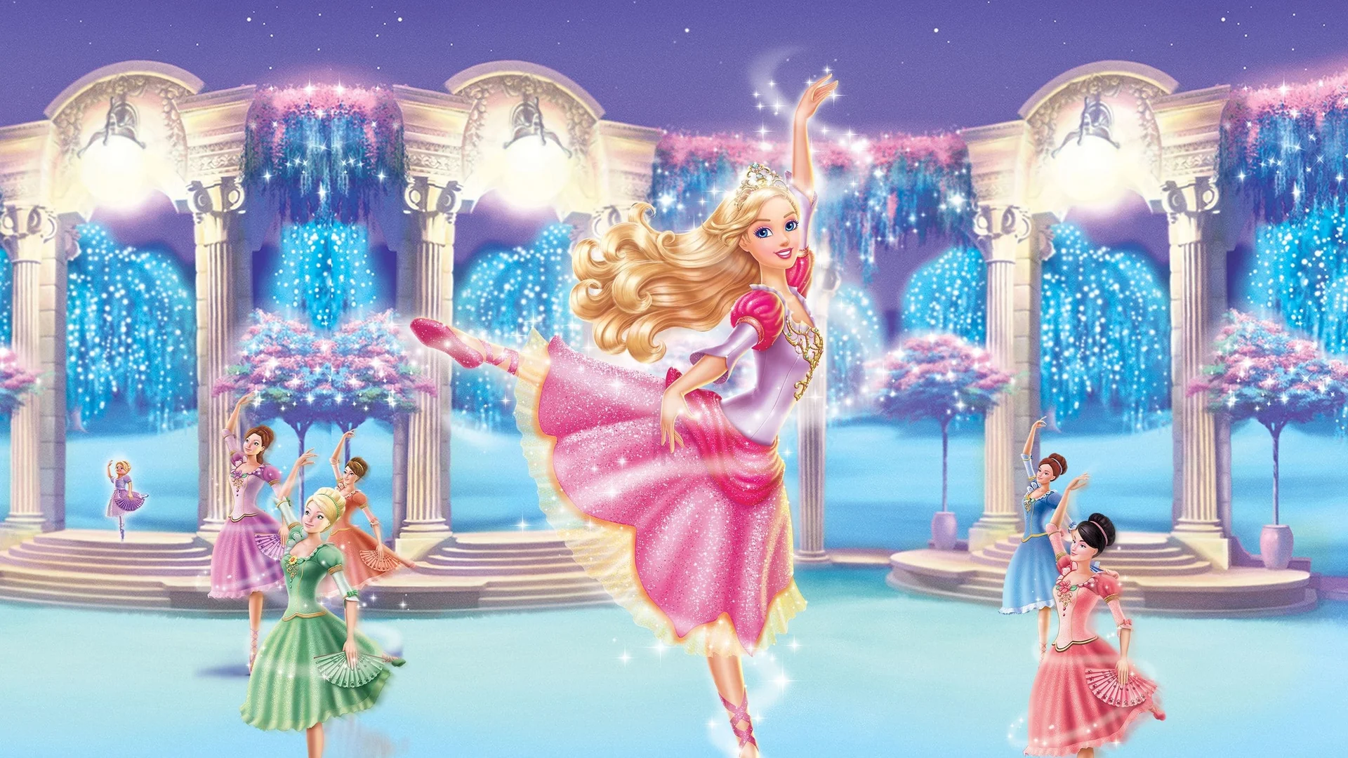 Backdrop de Barbie y las 12 princesas bailarinas