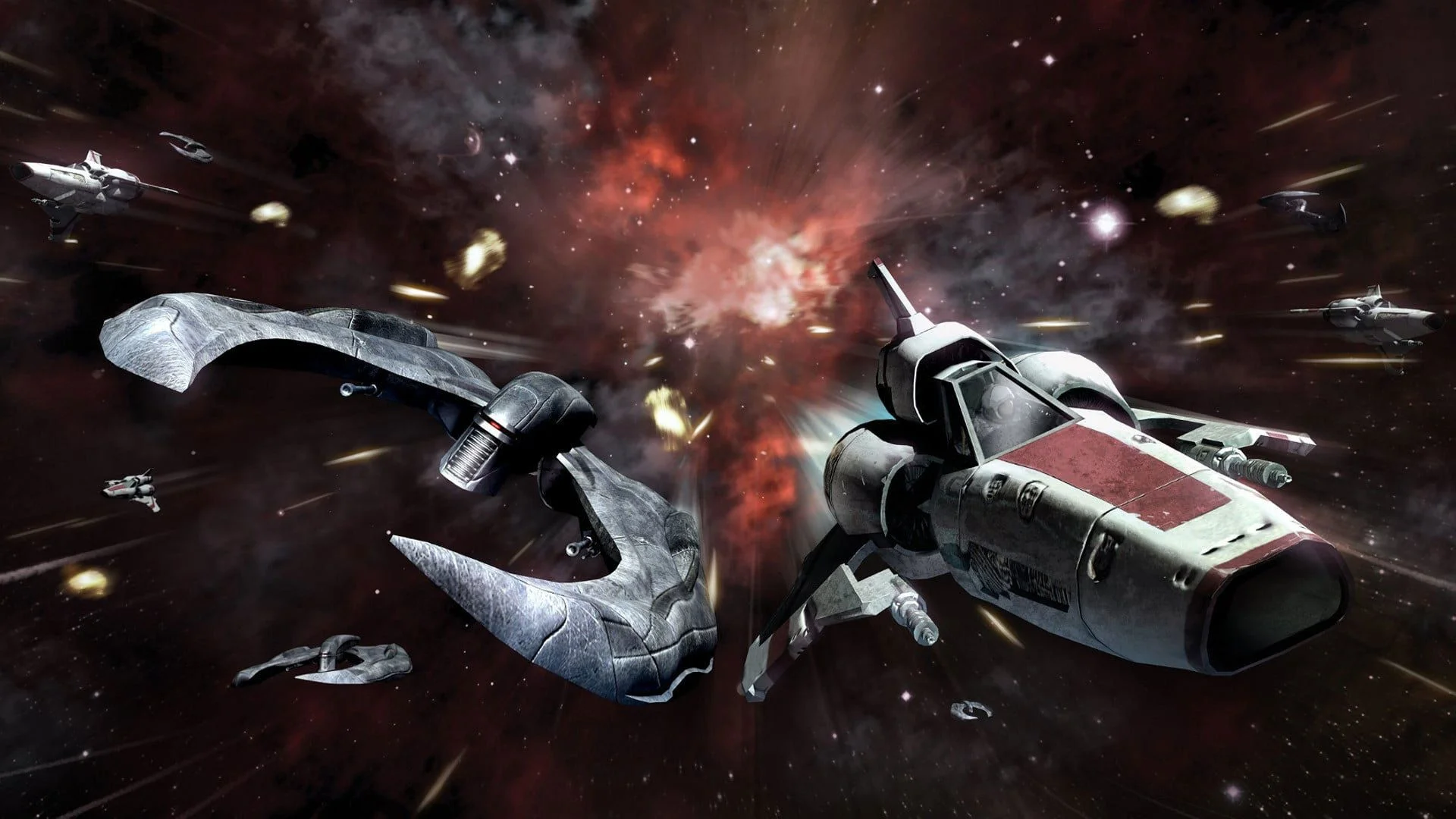 Backdrop de Battlestar Galactica: Sangre y Metal