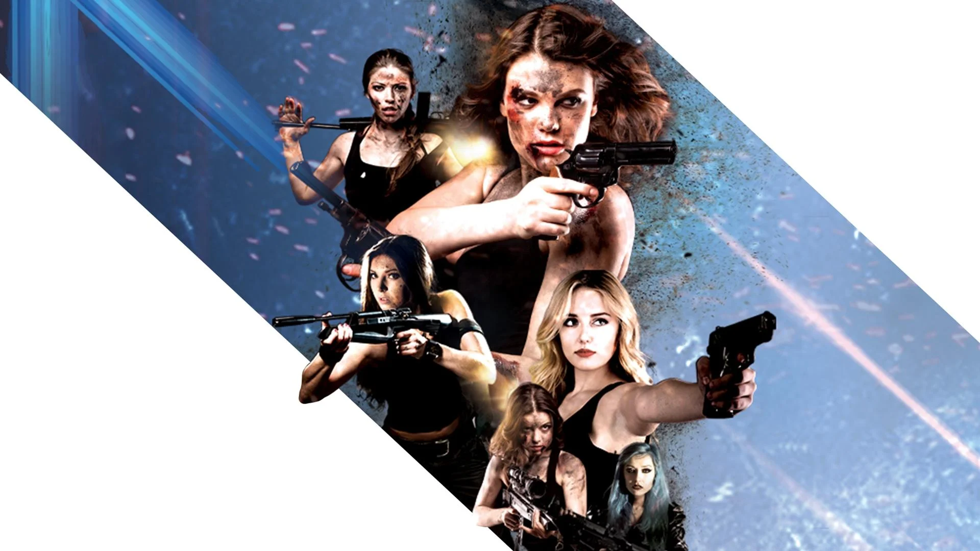 Backdrop de Seis chicas sensuales en un galpón