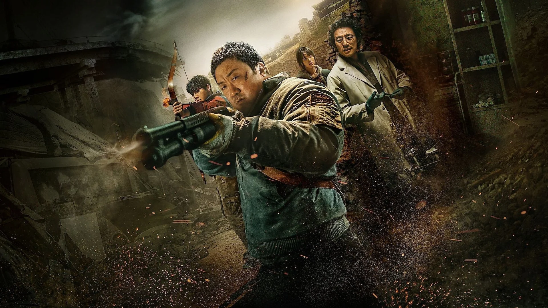 Backdrop de Cazadores en tierra inhóspita